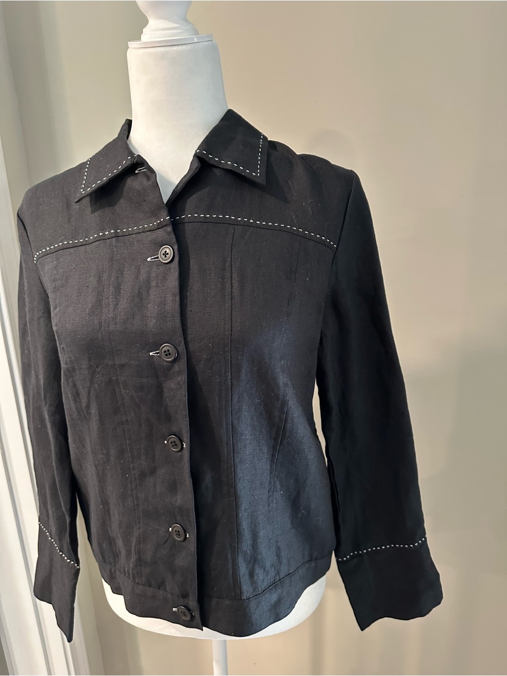 Willi Smith Black Jacket with White Topstitching
